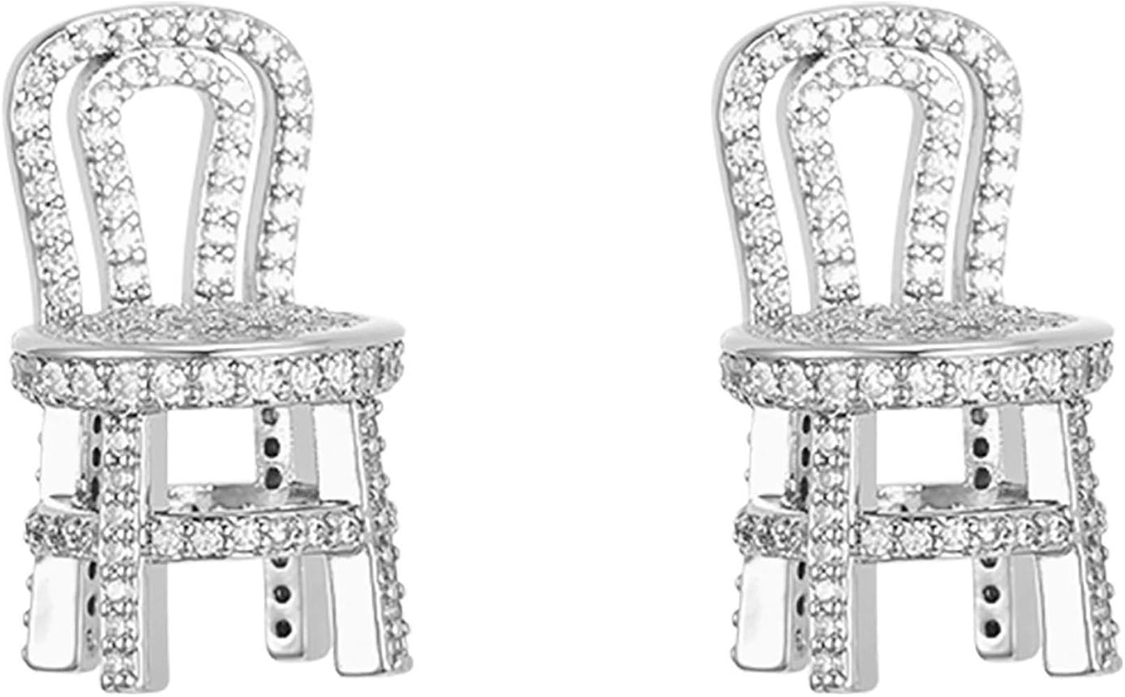 Rhinestone Earrings Solid Chair Shape Crystal Earrings for Women Creative Jewelry Accessory | Amazon (US)