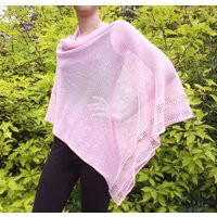 Pink Linen Poncho Knit Rose Pink Wrap Women Cape Linen Summer | Etsy (US)