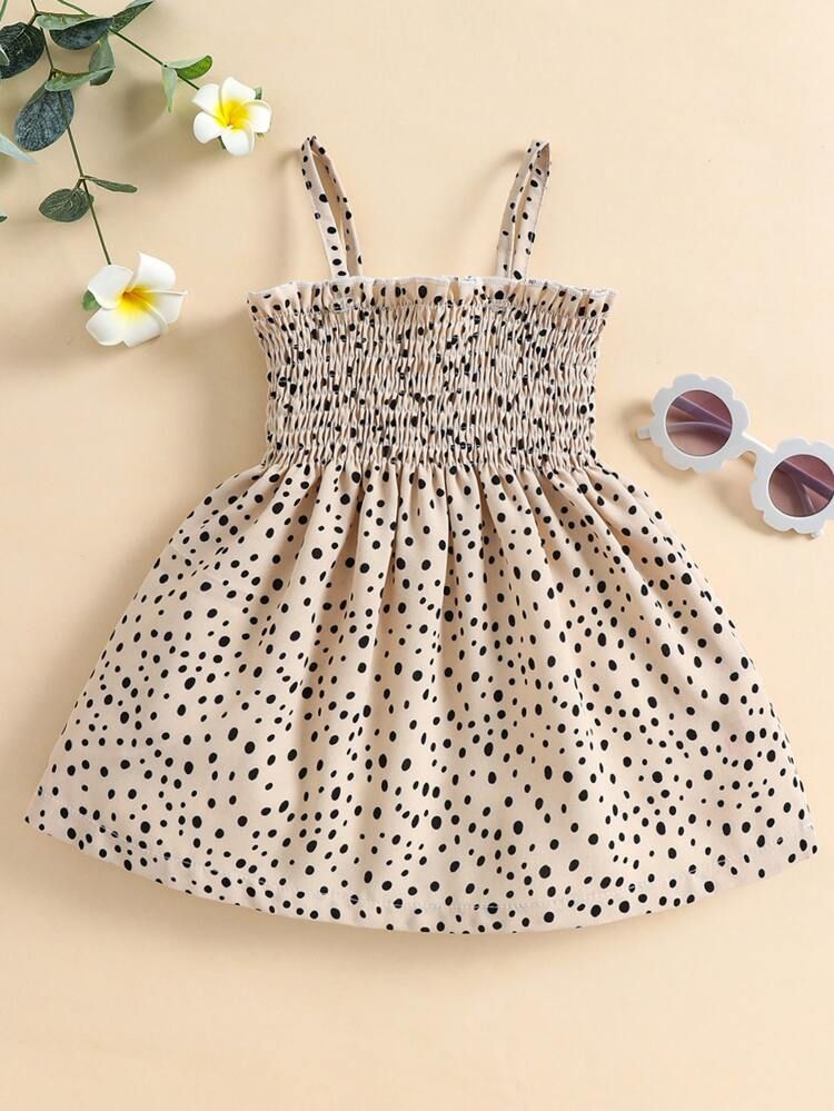 Baby Dalmatian Print Shirred Cami Dress | SHEIN