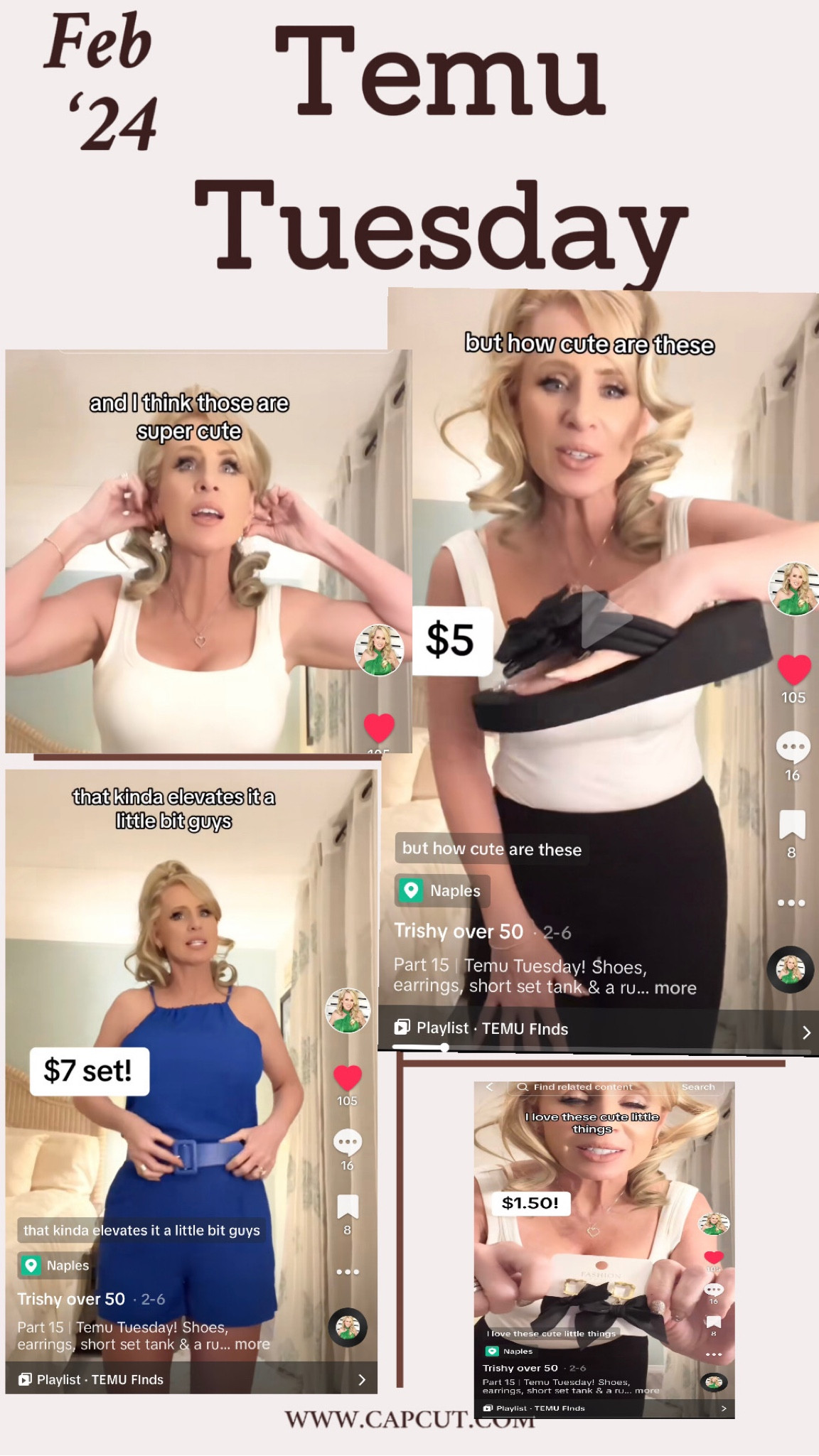 Temu Tuesday 2/2024 Featured cute esrrings, flip flops, royal blue short set & the fuzzy rug! 

#LTKstyletip