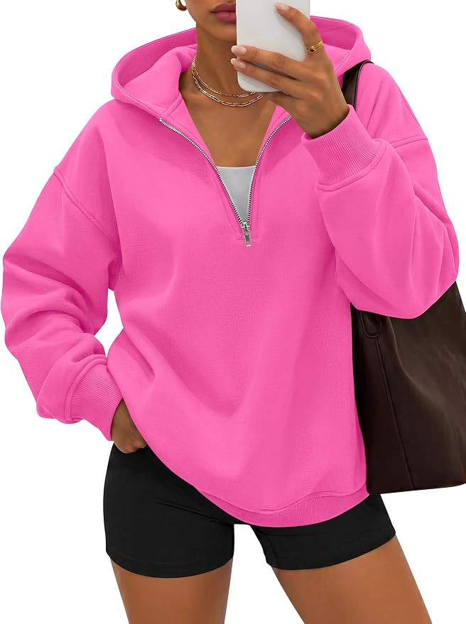 ANRABESS Womens Oversized Quarter Zip Hoodies | Comfy FLeece Long Sleeve Sweatshirts ，Casual Lo... | Amazon (US)
