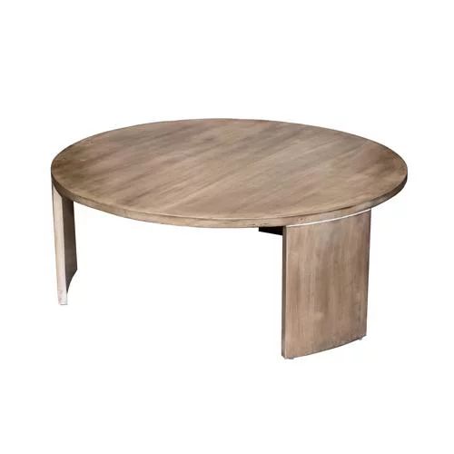 Quinn Round Modern Coffee Table in Solid Mango Wood - Walmart.com | Walmart (US)