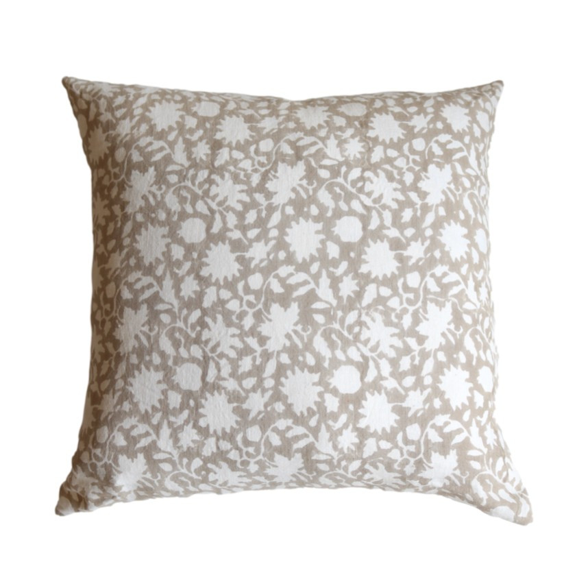 Mavis Tan Floral Pillow Cover | Danielle Oakey Interiors INC