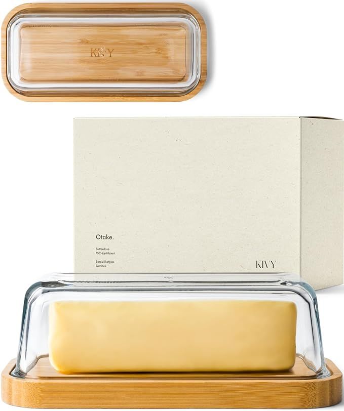 KIVY Glass butter dish with airtight lid that keeps butter soft - For countertop and refrigerator... | Amazon (US)