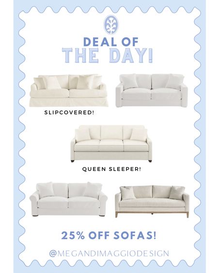 Major deal of the day on these best selling sofas! Now 25% OFF, highly rated and multiple color options. Plus one is slipcovered and another is a pull out queen sleeper!! 😍

#LTKhome #LTKSpringSale #LTKsalealert