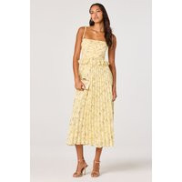 ASTR the Label | Emerys Pleated Floral Midi Dress in Yellow floral | Size S | ASTR The Label (US)