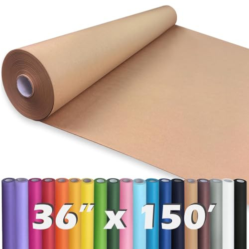 PerkHomy Brown Kraft Paper Roll 36" x 1,800" (150') for Gift Wrapping Bouquet Flower Kids Art Painting Craft Writing Packaging Shipping 80GSM 55LB (Brown, 36" x 150') | Amazon (US)