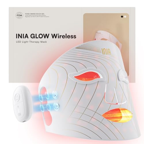INIA Red Light Therapy Mask for Face, Glow Wireless LED Face Mask Light Therapy with Near-Infrared Red Light (NIR), Rechargeable and Ergonomic Design for Home & Travel | Amazon (US)