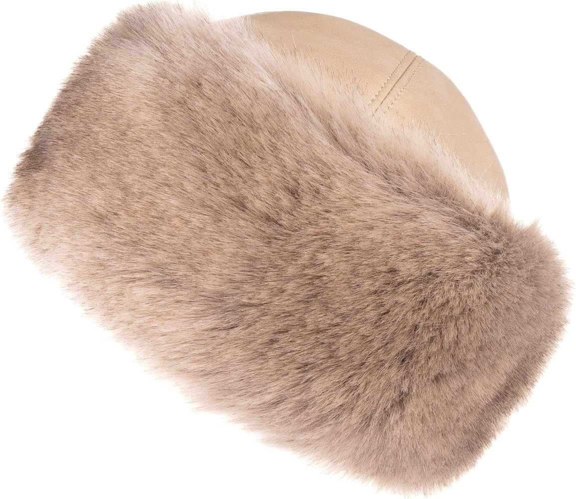 Futrzane Siberian Trim Hat - Womens Leather Faux Fur Hats - Elegant Russian Hat | Amazon (US)