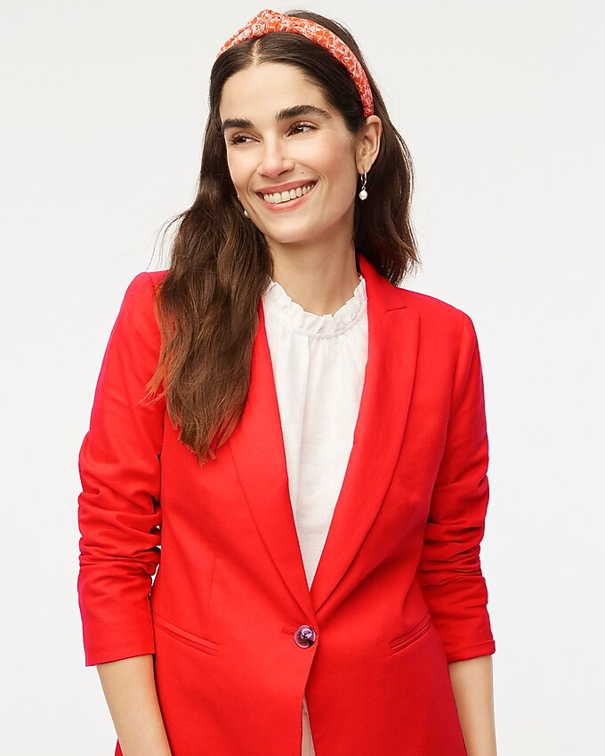 Petite linen-blend one-button blazer | J.Crew Factory