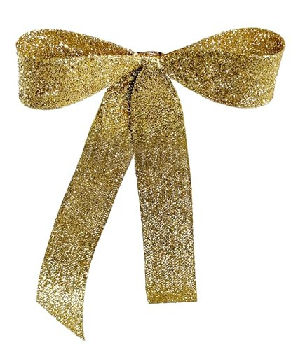 The Hillary Style Glitter Bow Ornament with Clip Gold, Decorative Holiday Bow with Shimmer Finish, Available in 4 Inch and 7 Inch Sizes for Christmas Tree, Wreath or Garland (7 Inch) | Amazon (US)