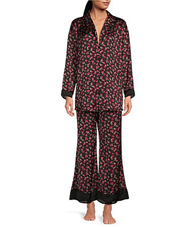 Free People Dreamy Days Floral Print Lightweight Satin Oversized Pajama Set - L | Dillard's