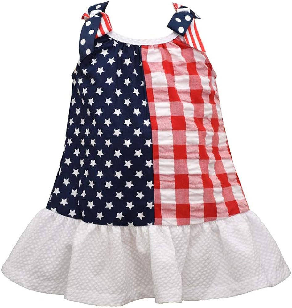 Bonnie Jean Girl's 4th of July Dress - Patriotic Stars and Stripes Flag Dress for Baby Toddler an... | Amazon (US)