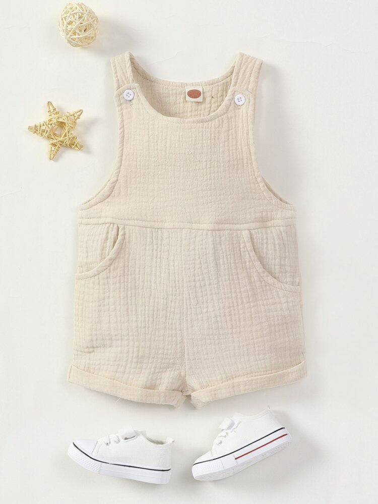 Baby Slant Pocket Overall Romper | SHEIN