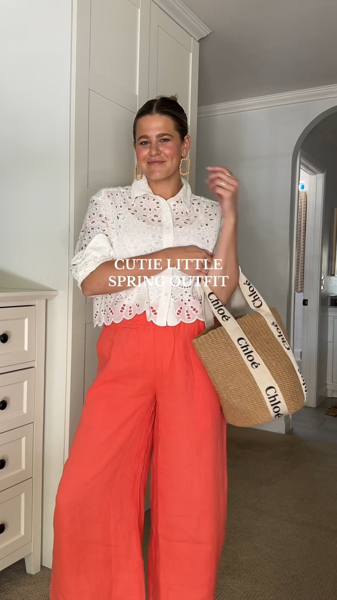 Linen, eyelet, and rattan😍😍 a fun and bright spring outfit! 

#LTKstyletip #LTKSeasonal #LTKVideo