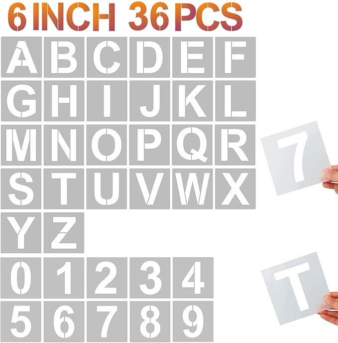 YEAJON 6 Inch Letter Stencils and Numbers, 36 Pcs Alphabet Art Craft Stencils, Reusable Plastic T... | Amazon (US)