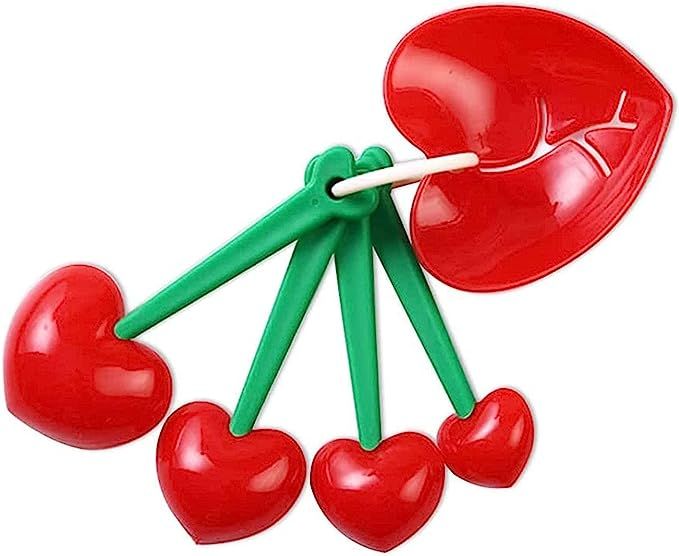 5 Pack Cherry Measuring Spoons Set, Love Heart-Shaped Measure Spoons and Egg Separator,Plastic Me... | Amazon (US)