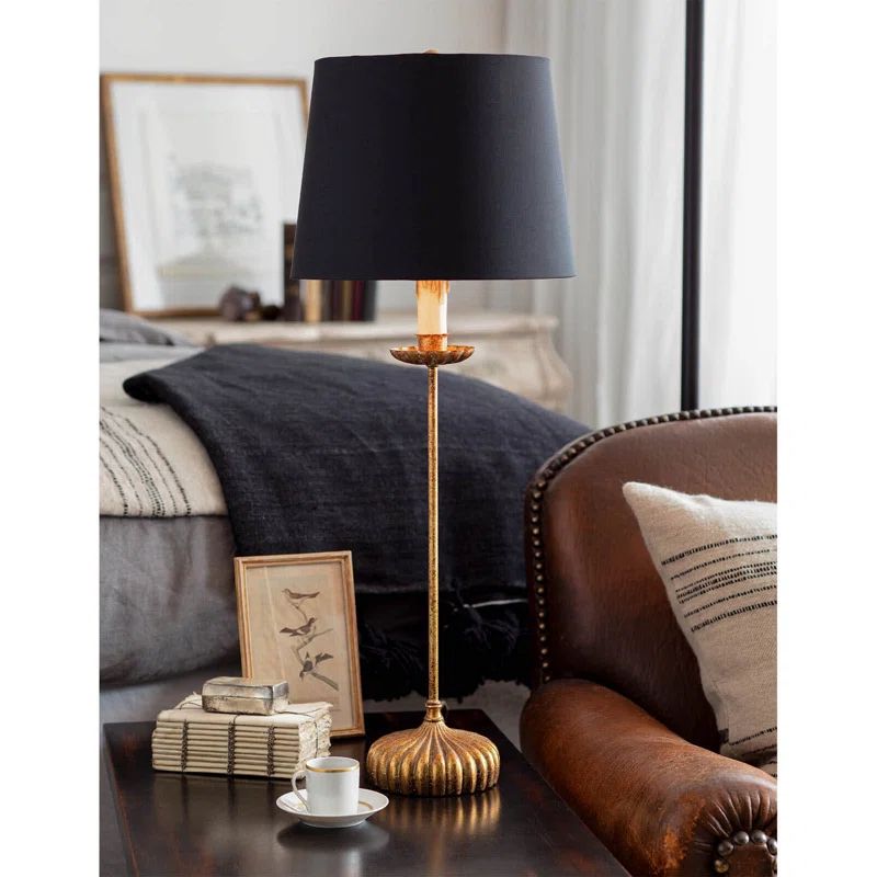 Clove Stem Buffet Table Lamp With Black Shade | Wayfair North America