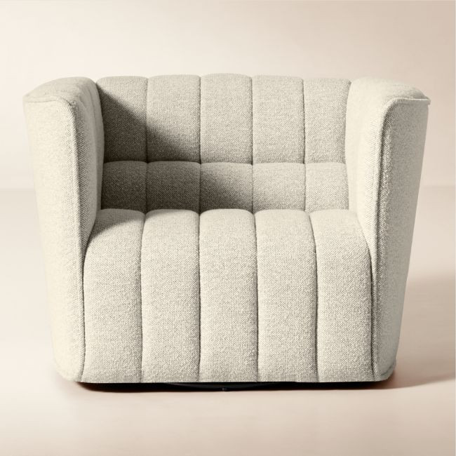 Ripple Ivory Performance Boucle Swivel Chair by Steen Østergaard | CB2