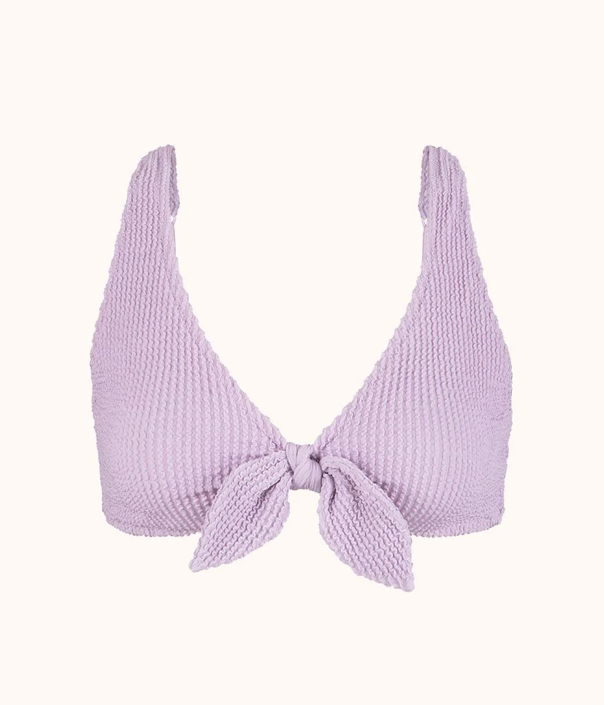 The Swim Ruched Plunge Bralette: Lilac | LIVELY