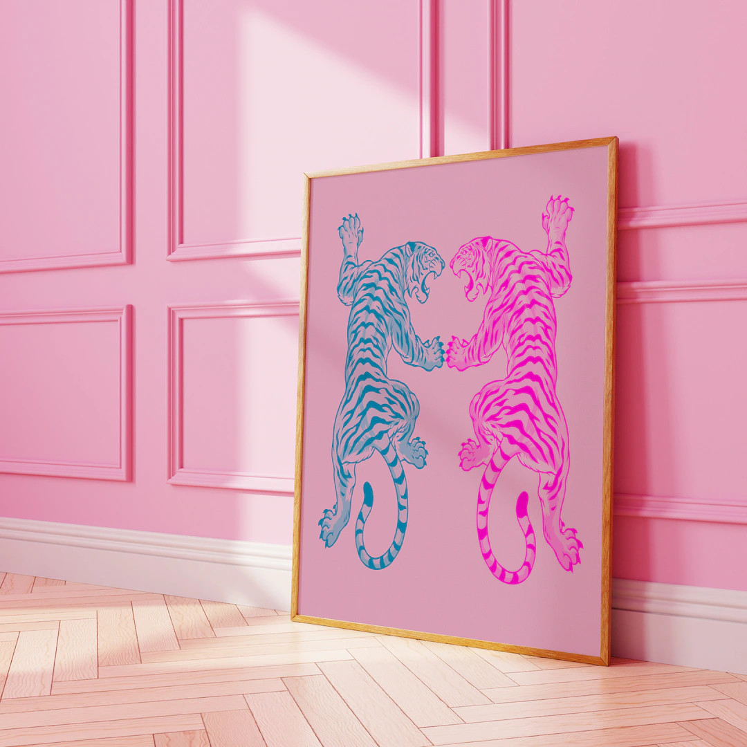 Tiger's Roar: Vintage-Inspired Tiger Print Wall Art for Eclectic Home Decor | Etsy (US)