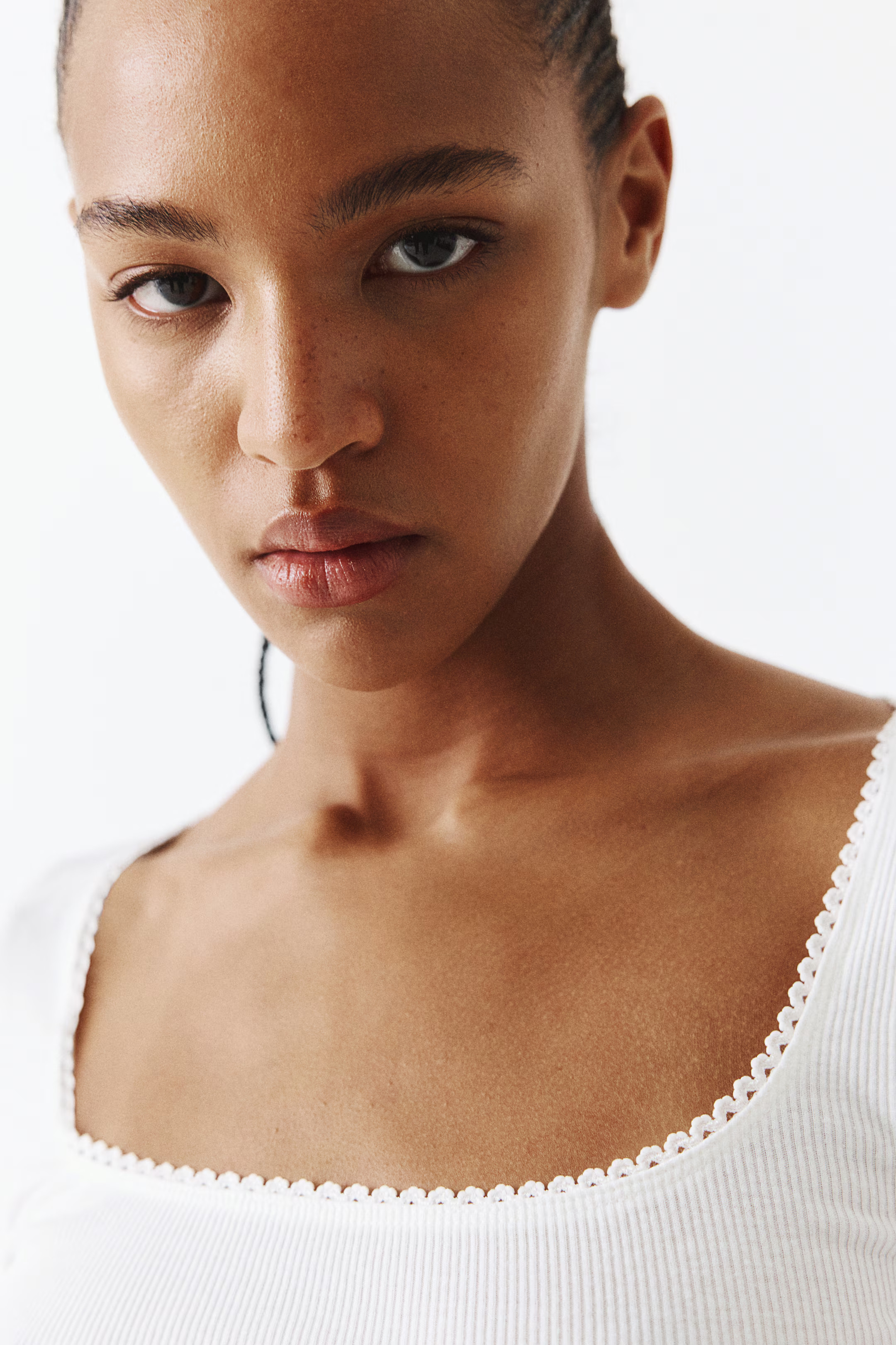 Picot-Trimmed Cotton Top | H&M (US + CA)