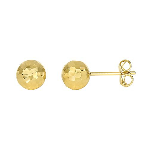 Royal Chain 14K 7mm Yellow Gold Hammered Ball Stud Earrings | HSN