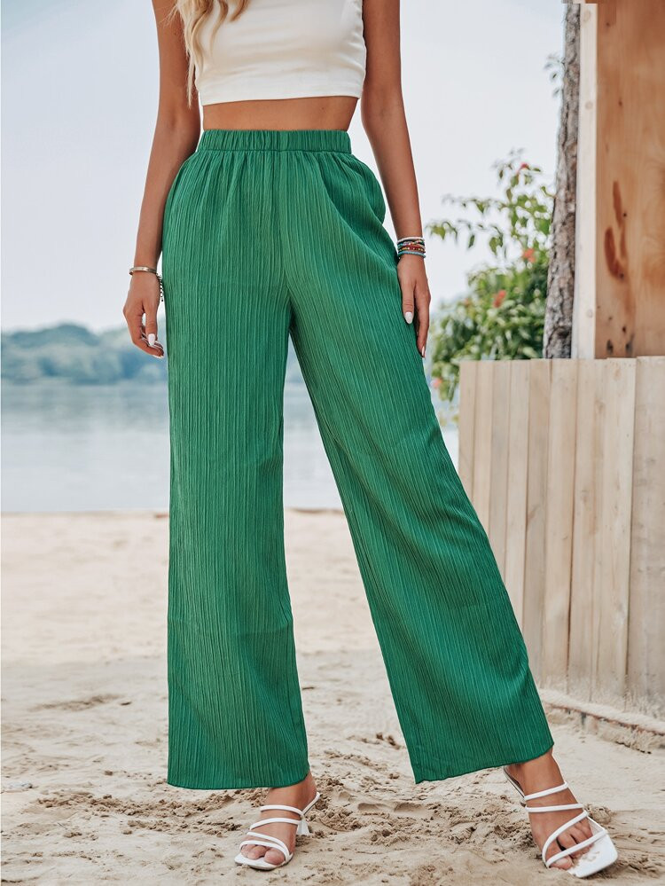 Textured Wide Leg Pants | SHEIN
