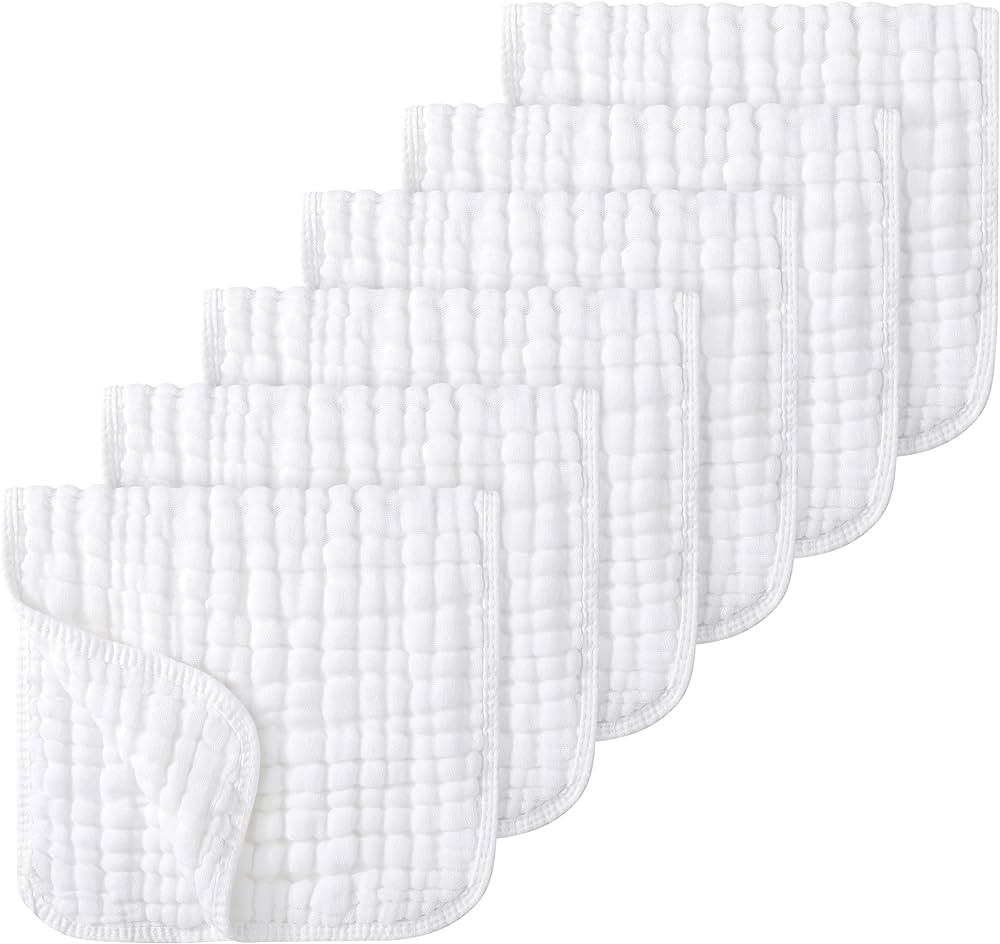 Looxii Muslin Burp Cloths 100% Cotton Muslin Cloths Large 20''x10'' Extra Soft and Absorbent 6 Pa... | Amazon (US)