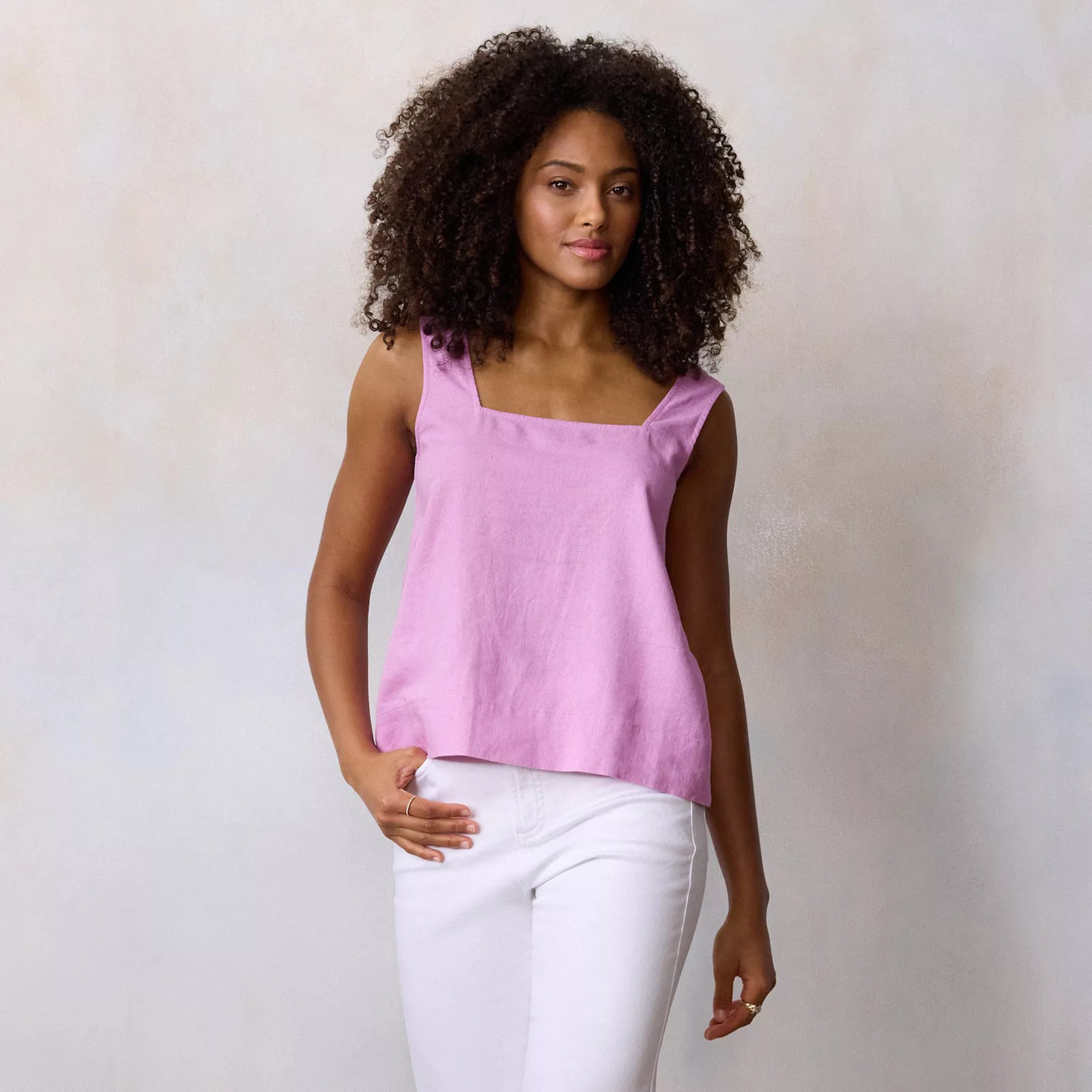 Women’s LC Lauren Conrad Square Neck Button Back Tank Top, Women's, Size: XXL, Purple Macaroon | Kohl's