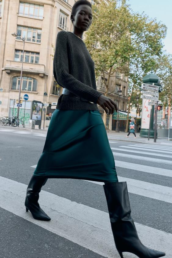 SATIN MIDI SKIRT | Zara US