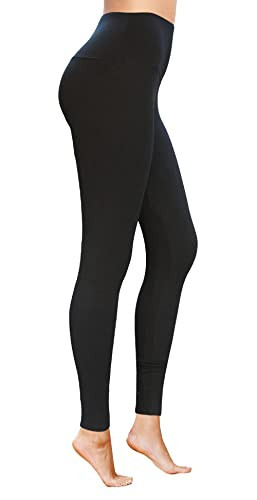 COMFY FOREVER Women's Black Leggings, High Waisted, Tummy Control, Gym & Workout, Full Length, Polyester Blend, Small - Medium | Amazon (US)