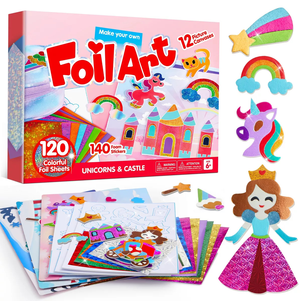Joyfy Fashion Foil Art Kit for Kids - Unicorn & Castle Foil Foam Stickers Kit, Arts & Crafts, Tra... | Target