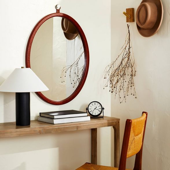 24" x 30" Oval Faux Leather Mirror with Ring - Threshold™ designed with Studio McGee | Target