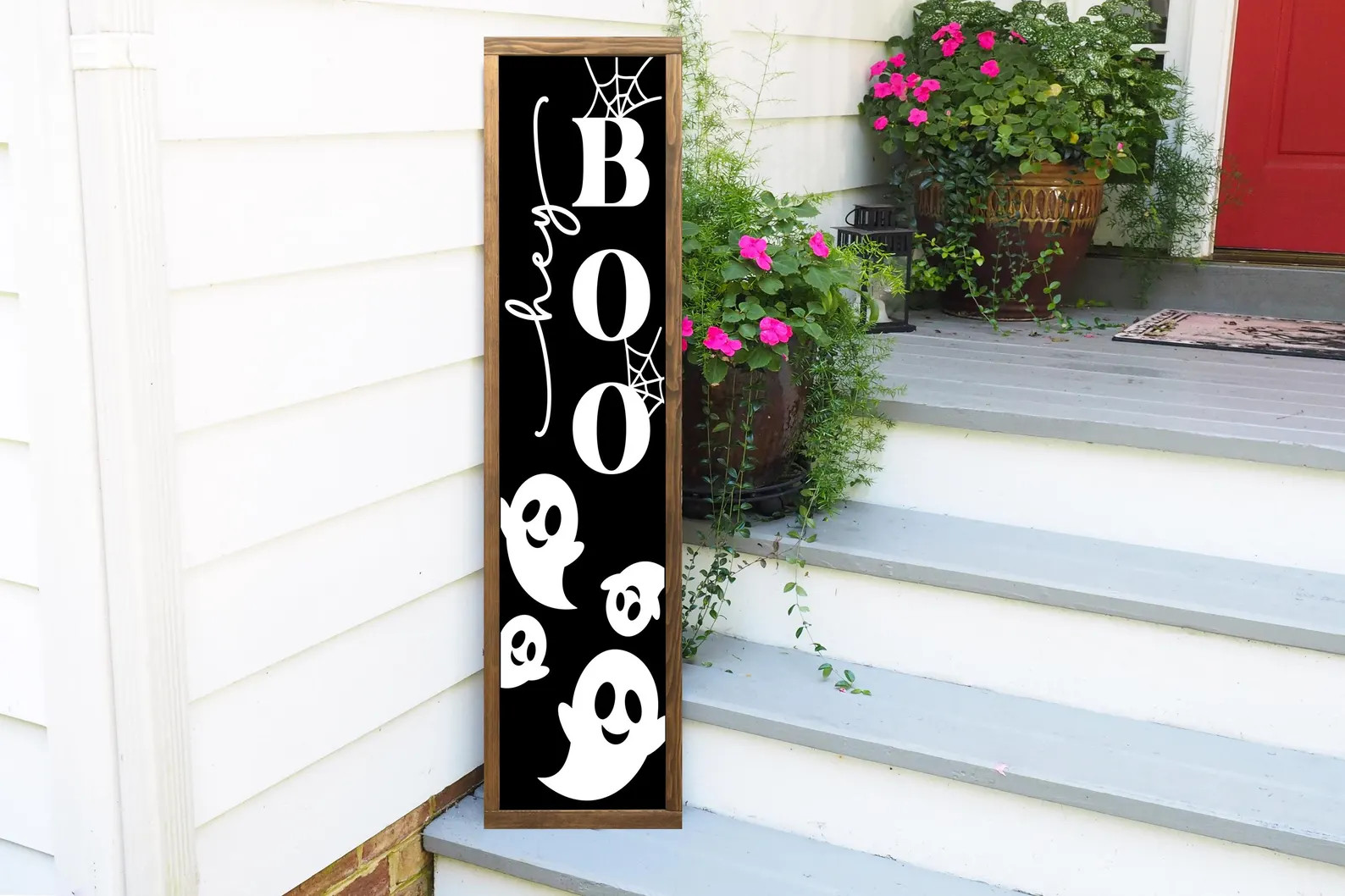 Hey Boo Sign, Halloween Ghost Sign, Wood Welcome Sign, Front Porch Sign, Welcome Porch Sign, Hall... | Etsy (US)