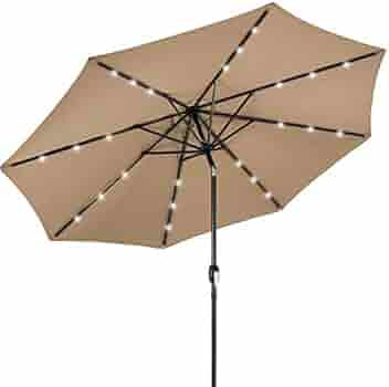 Best Choice Products 10ft Solar Powered Aluminum Polyester LED Lighted Patio Umbrella w/Tilt Adju... | Amazon (US)