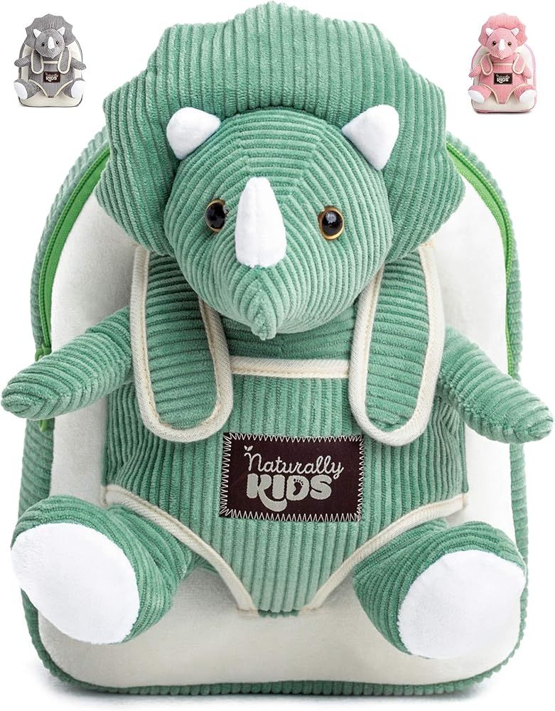 Naturally KIDS Small Dinosaur Backpack - Dinosaur Toys for Kids 3-5 - Toddler Backpack for Girl w... | Amazon (US)