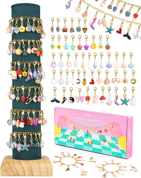 Deinduser Charm Bracelet Making Kit for Girls, Clip on Charms Kit for Bracelets, Charms for Brace... | Amazon (US)