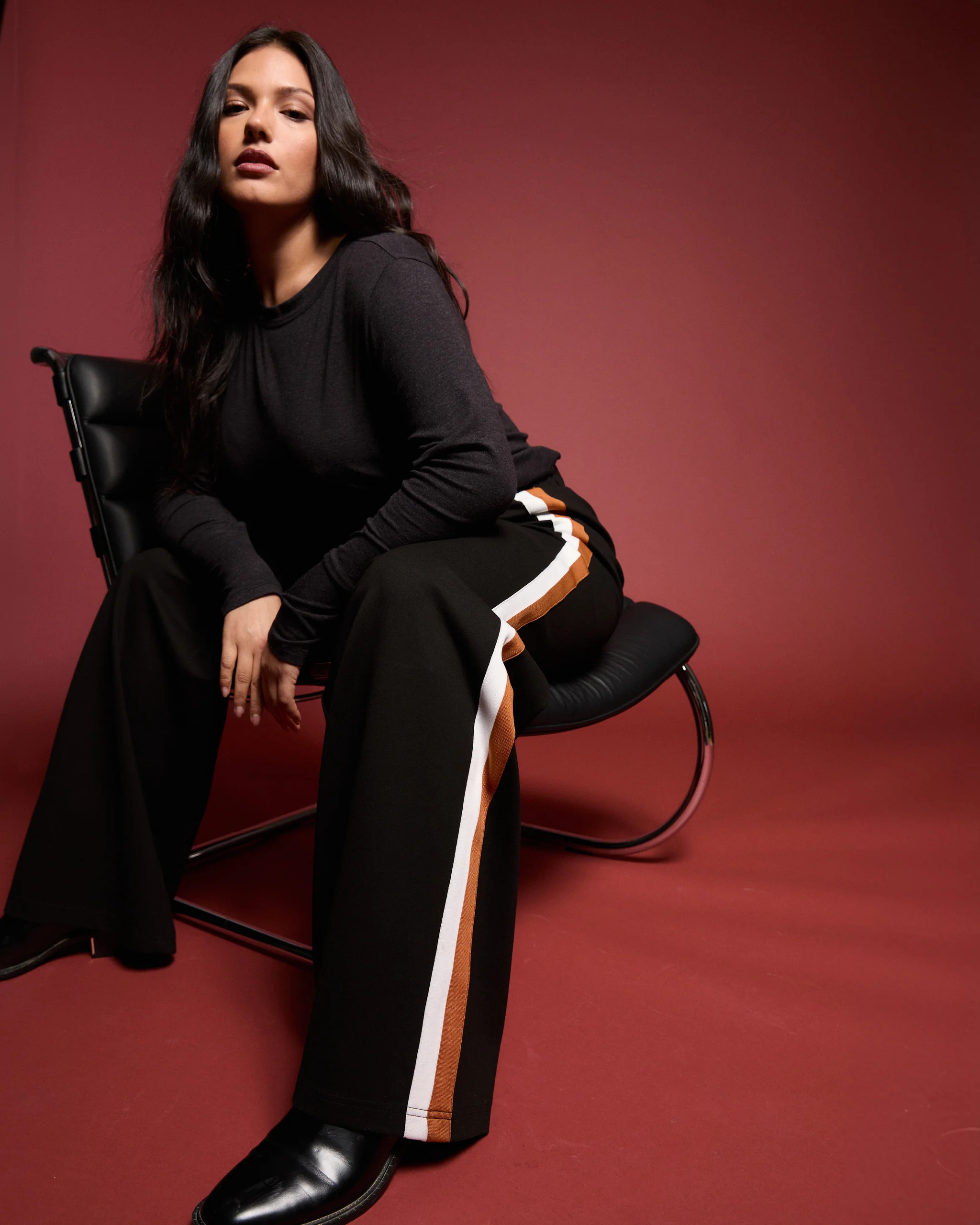 Stephanie Wide Leg Stripe Ponte Pants 33 Inch | Universal Standard