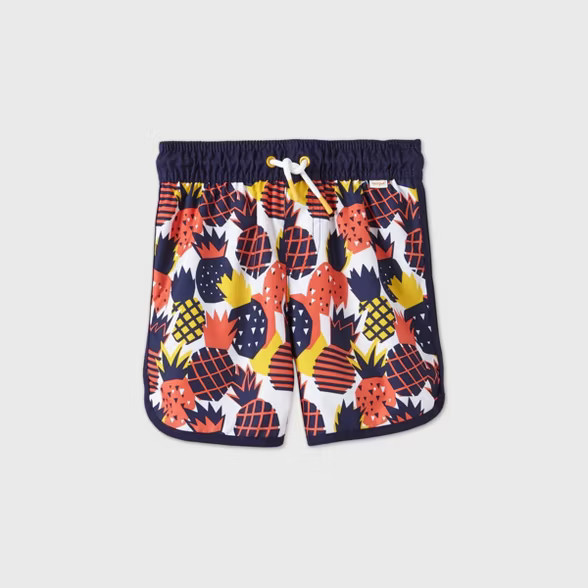 Toddler Boys' Pineapple Print Swim Trunks - Cat & Jack™ Orange | Target
