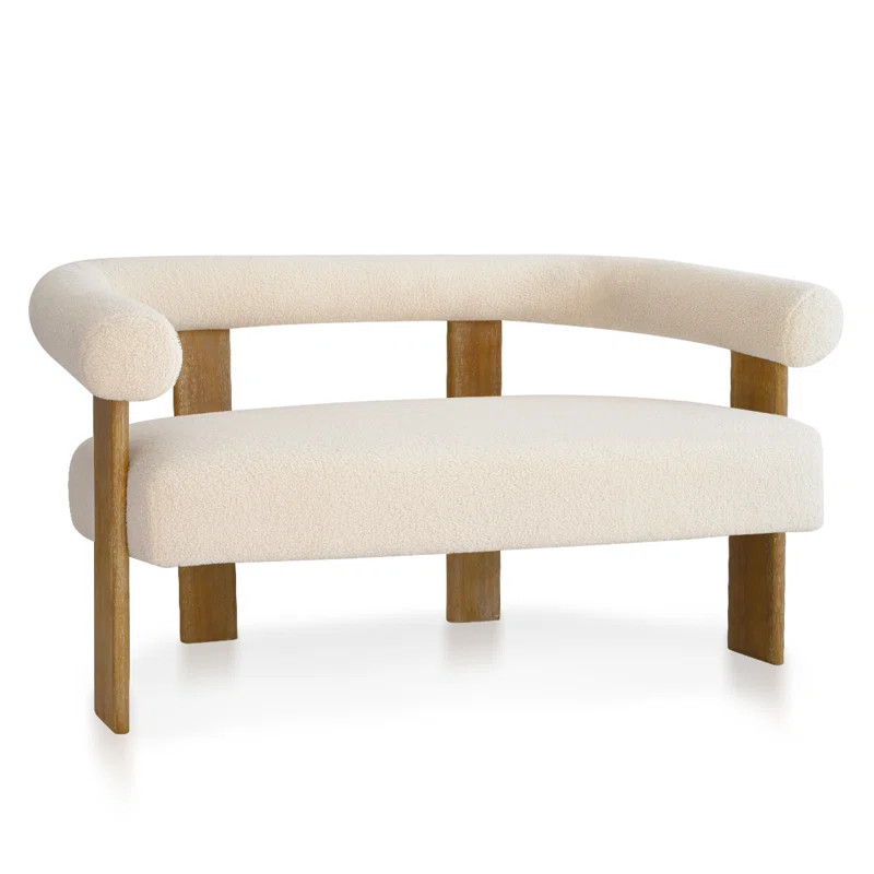 Petruna 54'' Upholstered Solid Round Armrest Loveseat | Wayfair North America