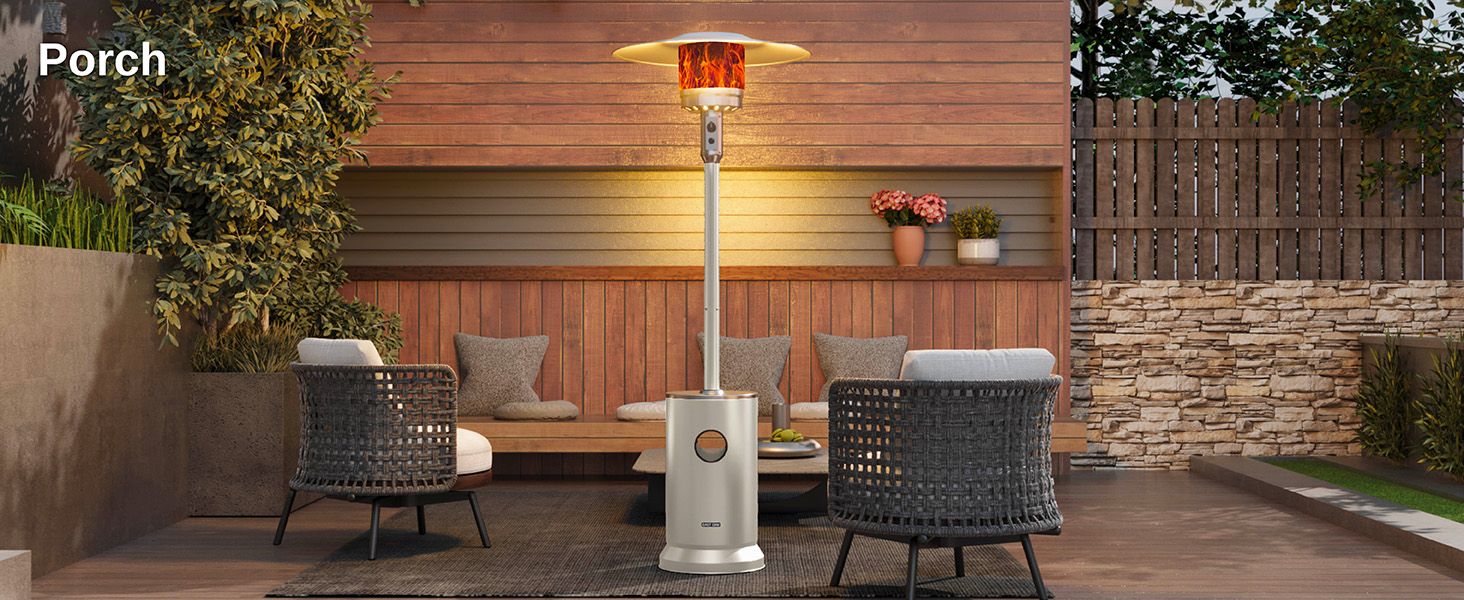 EAST OAK 50,000 BTU Patio Heater with Round Table Design, Double-Layer Stainless Steel Burner, Tr... | Amazon (US)