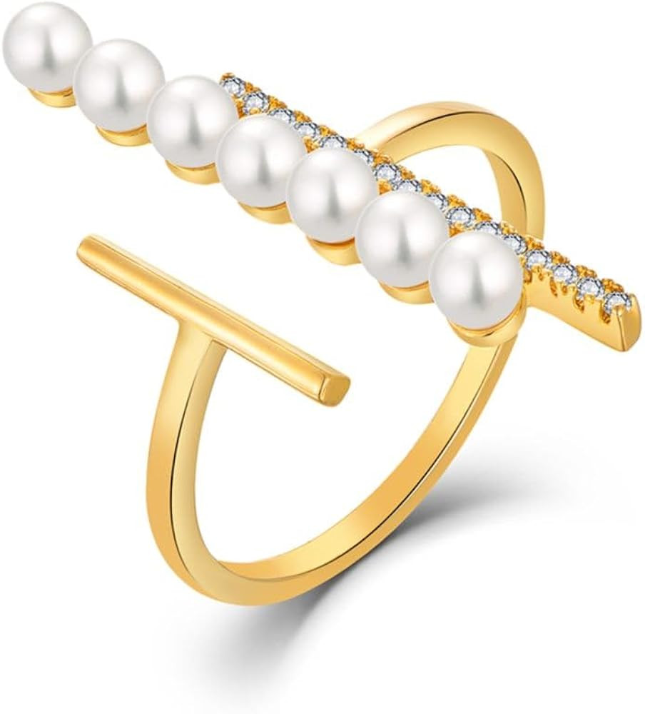 925 sterling silver fashionable and unique asymmetrical design, elegant gold-plated ring for wome... | Amazon (US)