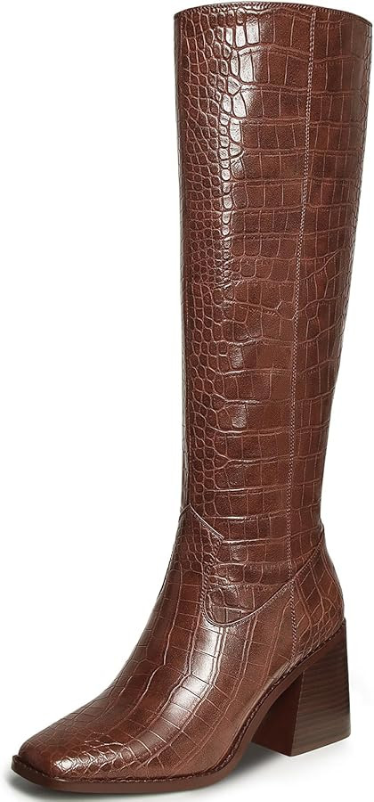 MUCCCUTE Knee High Boots for Women - Square Toe Chunky Block Heel Boots with Side Zipper Pull On ... | Amazon (US)