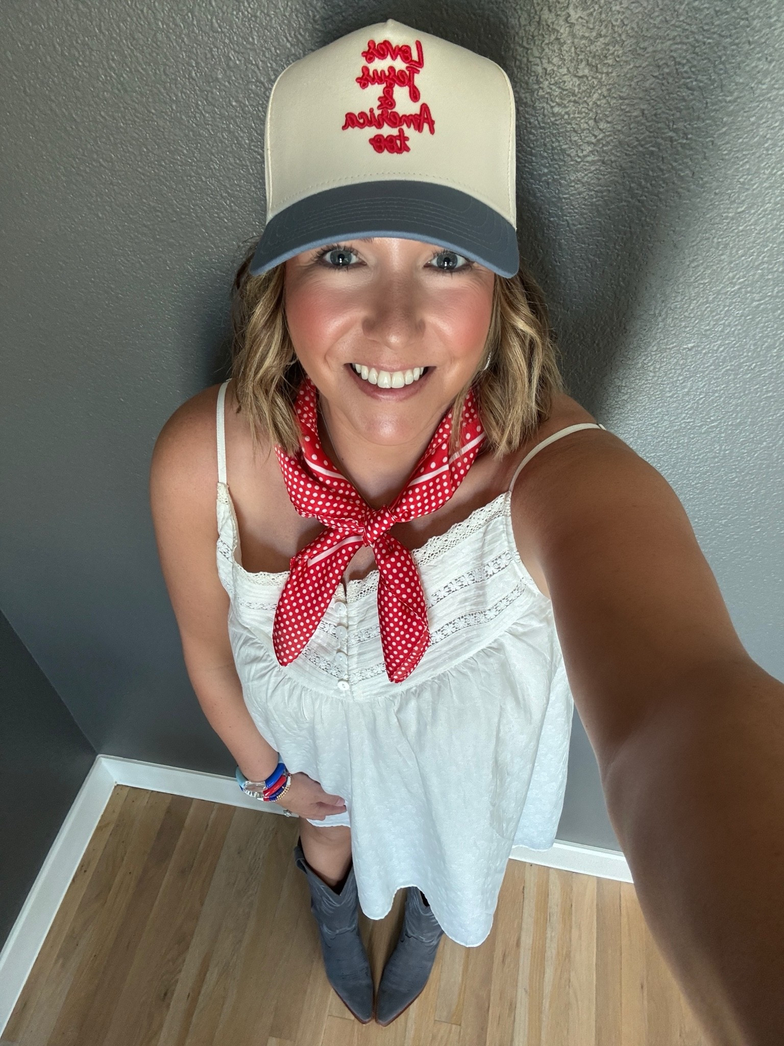🇺🇸🇺🇸🇺🇸🐴🐴🐴🐂🐂🐂🇺🇸🇺🇸🇺🇸 celebrated the 3rd of July at the Ft Worth Stockyards and a rodeo. We had so much fun and leaned into the USA attire. This simple dress was perfect for a hot evening in Texas. Added my new hat and scarf to pull together the look with my blue boots.

#LTKMidsize #LTKootd #LTKSeasonal