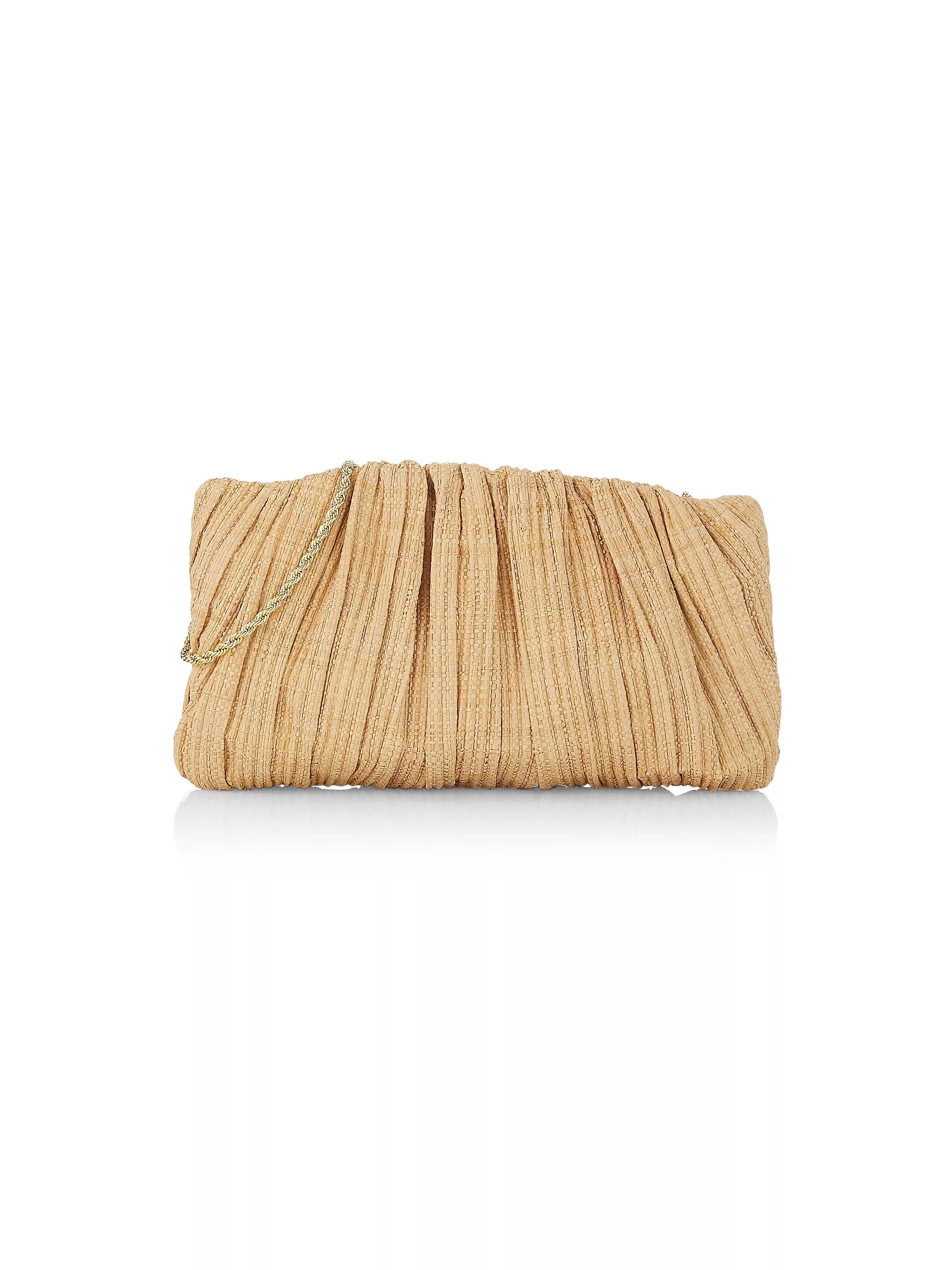 Shop Loeffler Randall Brit Pleated Raffia Clutch-On-Chain | Saks Fifth Avenue | Saks Fifth Avenue