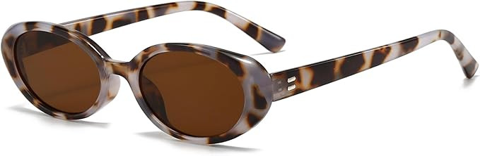 Retro Oval Sunglasses for Women Men Fashion Small Oval Sunglasses 90s Vintage Shades | Amazon (US)