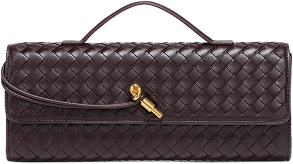 JYG Woven Handbag for Women Fashion Evening Shoulder Bag PU Leather Handmade Clutch Purse Casual ... | Amazon (US)