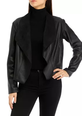 Philosophy Women's Drop Open Front Vegan Leather Jacket, Black, Xs | Belk