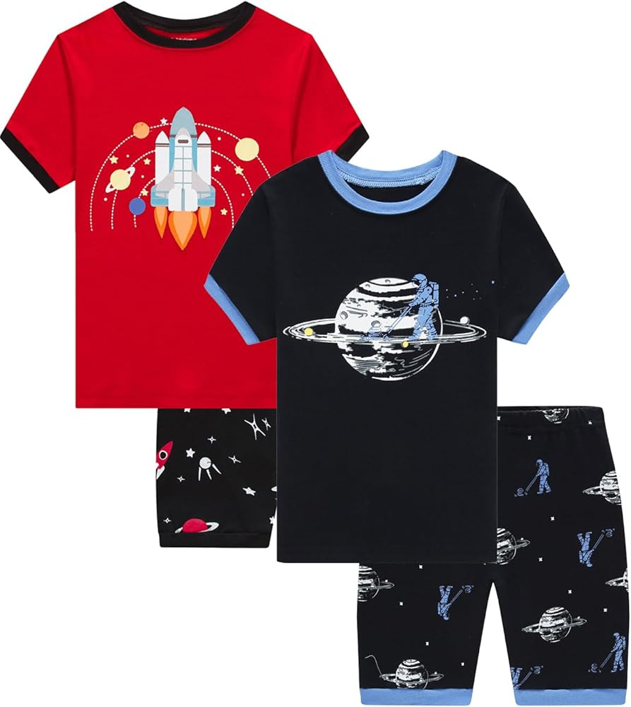 Dolphin&Fish Boys Summer Pajamas 4Pieces Set Boys Short Sleeve Cute Print Toddler Kids Sleepwears... | Amazon (US)